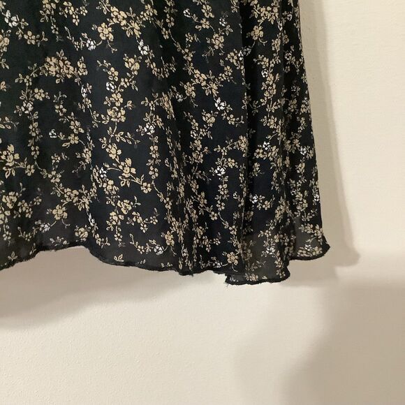 Lane Bryant Black Floral Whimsygoth Dark Cottagecore Flowy Silk Blouse 22/24 - Picture 11 of 12
